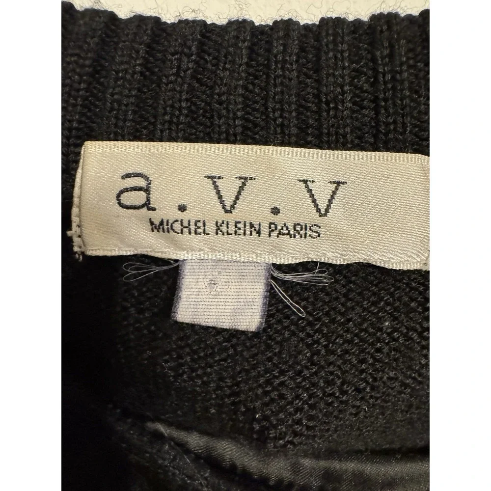 A.V.V. Michel Klein Paris Woman's Sweater With Plaid Classy Business Wear Size S